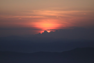 sunset behind clouds