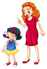 Angry mother shouting at crying daughter