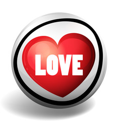 Word love on round badge
