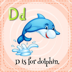 Flashcard letter D is for dolphin