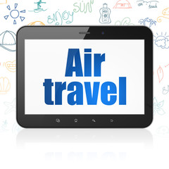 Tourism concept: Tablet Computer with Air Travel on display