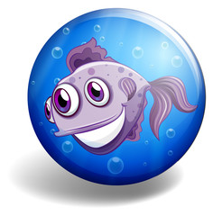 Sea monster swimming on blue badge