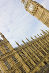 Fototapeta na wymiar View of Elizabeth Tower & the northern side of the Palace of Westminster, London, England