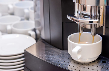 coffee machine making espresso in a cafe