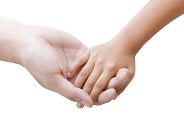 Hands of father and son holding each other