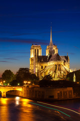 Notre Dame de Paris Cathedral at night, Paris, France