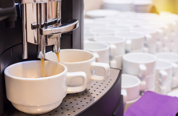 coffee machine making espresso in a cafe