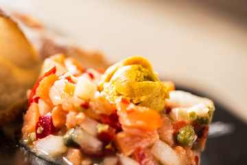 Salmon tartare detail