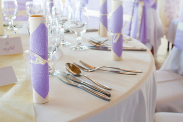 wedding tables set for fine dining or another catered event