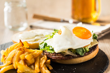 Cheeseburger with egg