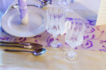 elegant restaurant table with glasses