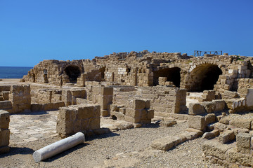 Ruins of ancient buildings in Caesarea