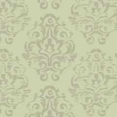 Grunge green vintage floral seamless pattern