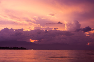 Vibrant tropical sunset at Bali indonesia