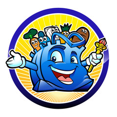 Illustration of a blue bag of food