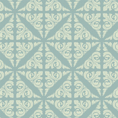 Retro blue vintage floral seamless pattern