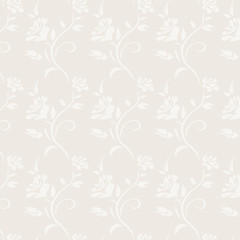 Roses grey vintage floral seamless pattern