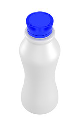 Bottle with Blue Cap on White Background