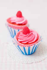 Two pink cupcakes