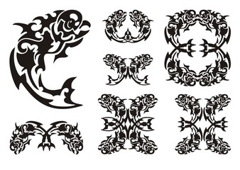 Tribal parrot fish symbols