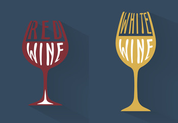 Wine symbol collection with red and white wine long shadow vector design - 90997873