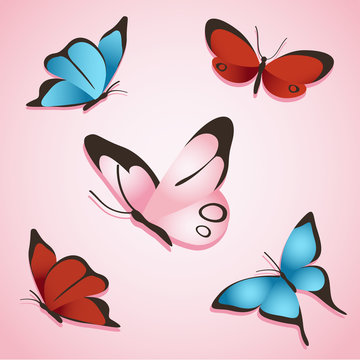 Set of Sweet Butterfly : Vector Illustration