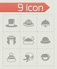 Vector helmet and hat icon set