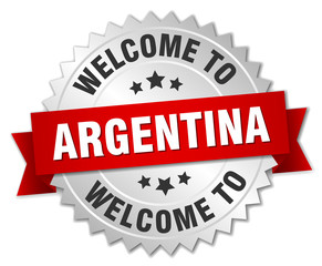 Argentina 3d silver badge with red ribbon