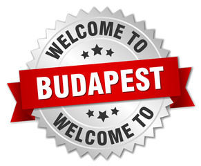 Budapest 3d silver badge with red ribbon