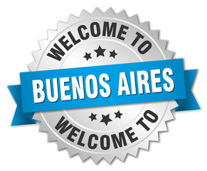 Buenos Aires 3d silver badge with blue ribbon