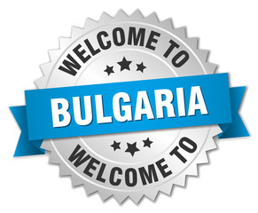 Bulgaria 3d silver badge with blue ribbon