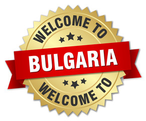 Bulgaria 3d gold badge with red ribbon
