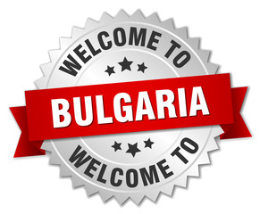 Bulgaria 3d silver badge with red ribbon