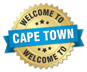 Cape Town 3d gold badge with blue ribbon