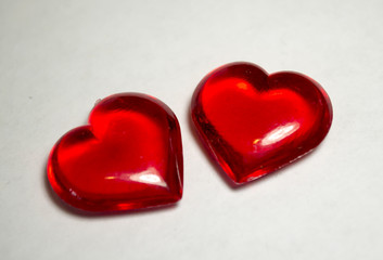 Plastic Hearts on White Background