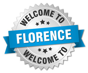 Florence 3d silver badge with blue ribbon