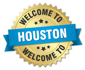 Houston 3d gold badge with blue ribbon