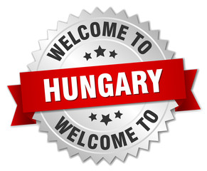 Hungary 3d silver badge with red ribbon