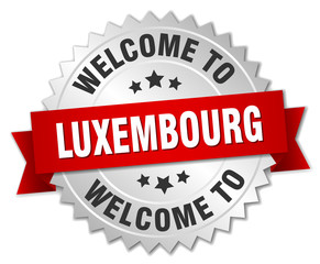 Luxembourg 3d silver badge with red ribbon