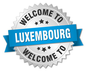 Obraz premium Luxembourg 3d silver badge with blue ribbon