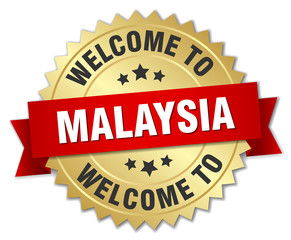 Malaysia 3d gold badge with red ribbon