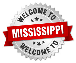 Mississippi 3d silver badge with red ribbon