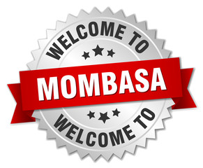 Mombasa 3d silver badge with red ribbon