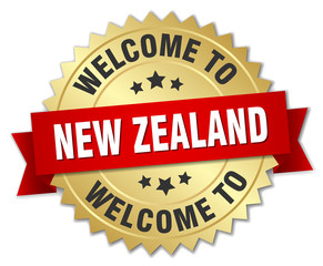 New Zealand 3d gold badge with red ribbon
