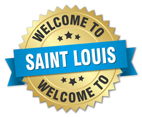 Saint Louis 3d gold badge with blue ribbon