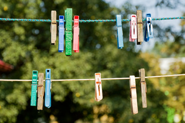 clothespins on ropes