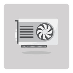 Vector of flat icon, graphic card for computer on isolated background