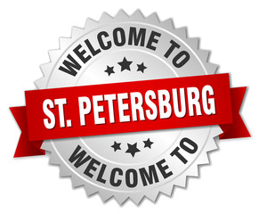 Obraz premium St. Petersburg 3d silver badge with red ribbon
