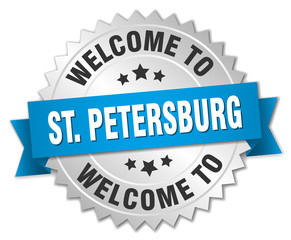 St. Petersburg 3d silver badge with blue ribbon