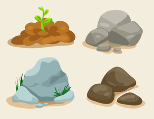Soil and stone vector set